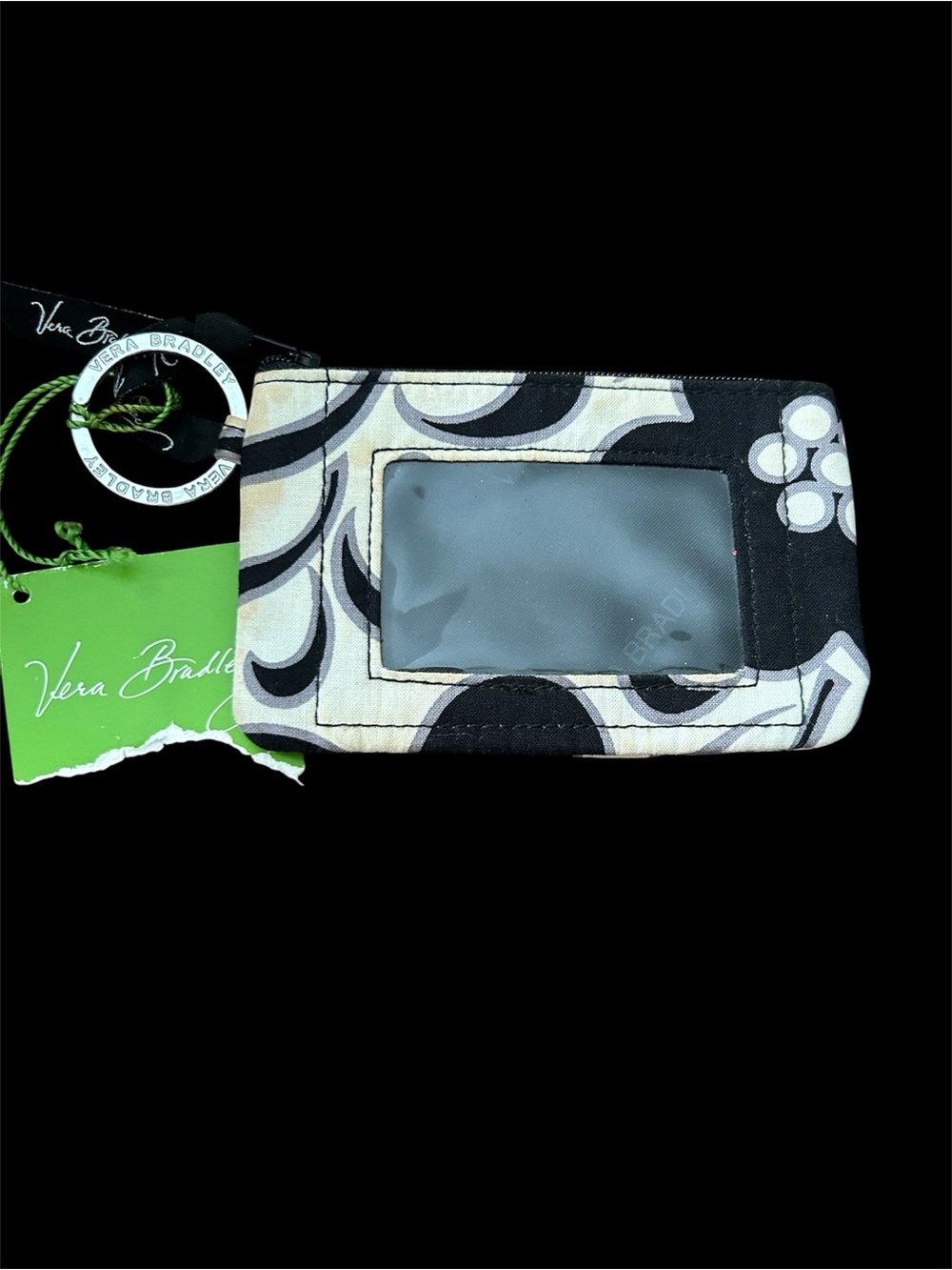 Vera Bradley Black & Cream Floral ID Window Card Case